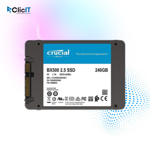 SSD 2.5" 3D SATA, MARCA CRUCIAL, 240 GB BX500 (CT240BX500SSD1)