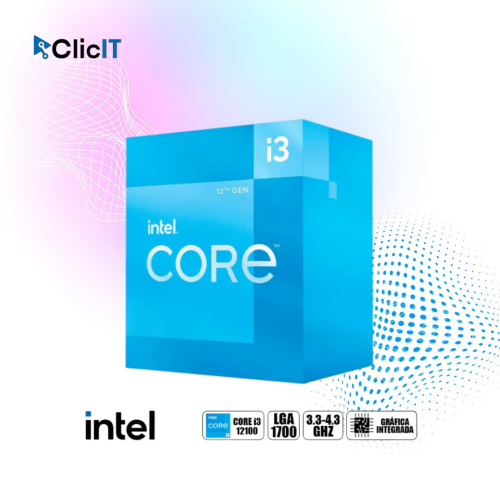 PROCESADOR INTEL COORE i3-12100 3.3 / 4.3GHz 12MB Intel Smart Caché, LGA1700, Intel 7(10nm) (PN:BX8071512100)