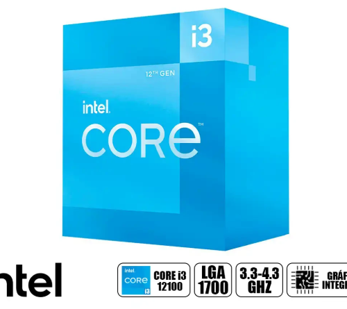 PROCESADOR INTEL COORE i3-12100 3.3 / 4.3GHz 12MB Intel Smart Caché, LGA1700, Intel 7(10nm) (PN:BX8071512100)