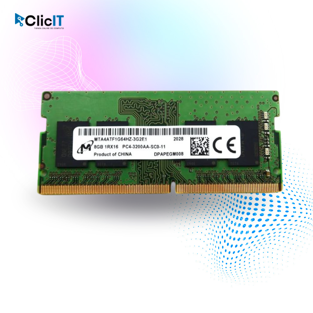 MEMORIA RAM LAPTOP MICRON 8 GB DDR4 - 3200MHz (PN:MTA4ATF1G64HZ-3G2F1)
