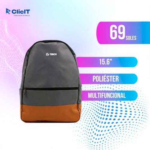 MOCHILA TEROS GRIS/MARRON NOTEBOOK 15.6" (PN: TE-ACS9020)