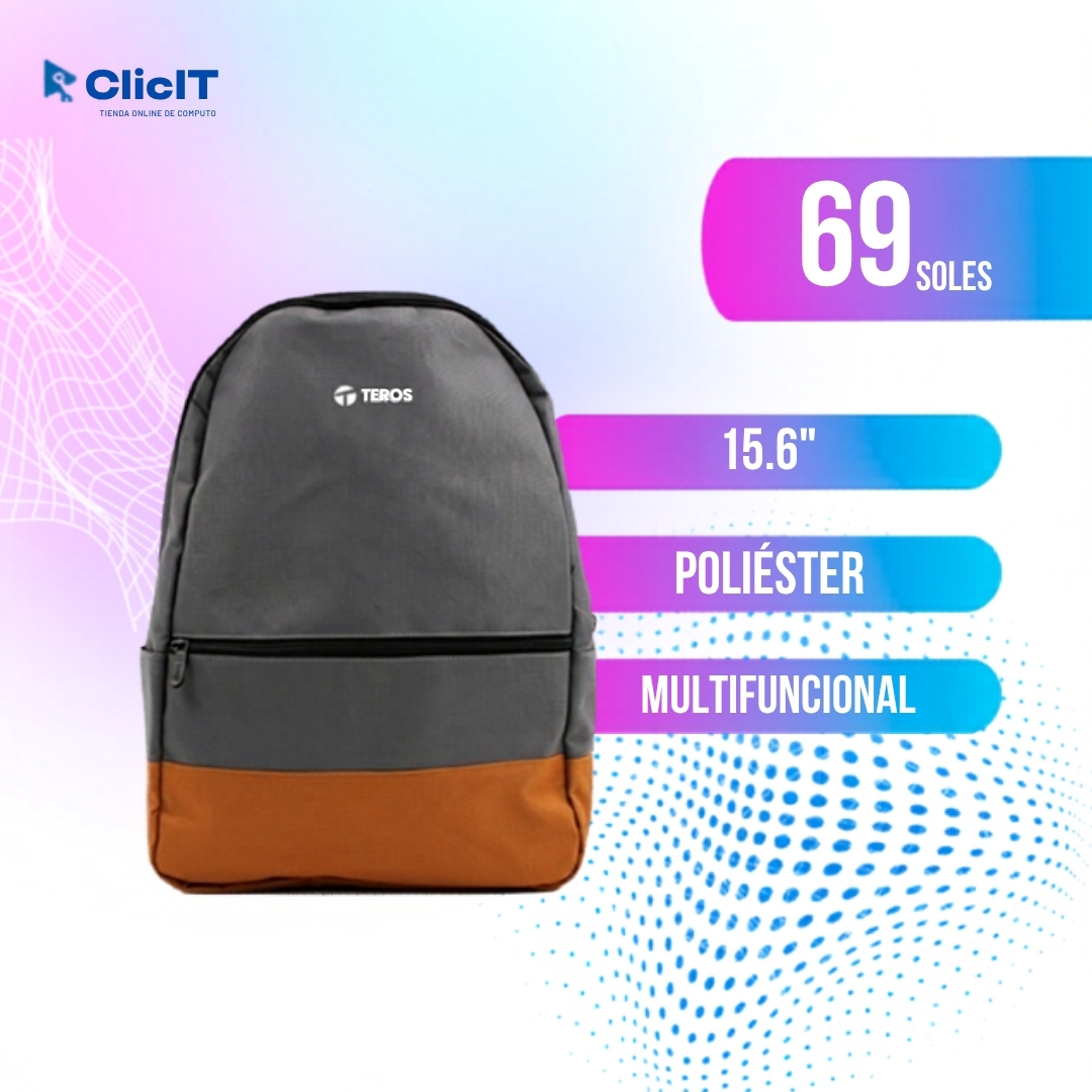 MOCHILA TEROS GRIS/MARRON NOTEBOOK 15.6" (PN: TE-ACS9020)