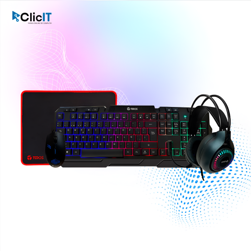 COMBO MULTIMEDIA 4 EN 1 TEROS TECLADO, MOUSE, MOUSEPAD Y HEADSET(PN: TE-4063N)