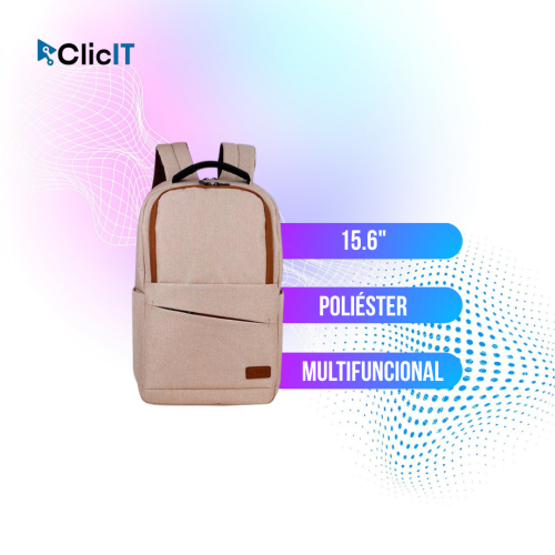 MOCHILA TEROS POLIÉSTER, SOPORTA NOTEBOOKS DE HASTA 15.6", COLOR BEIGE (PN: TE-ACS9012)